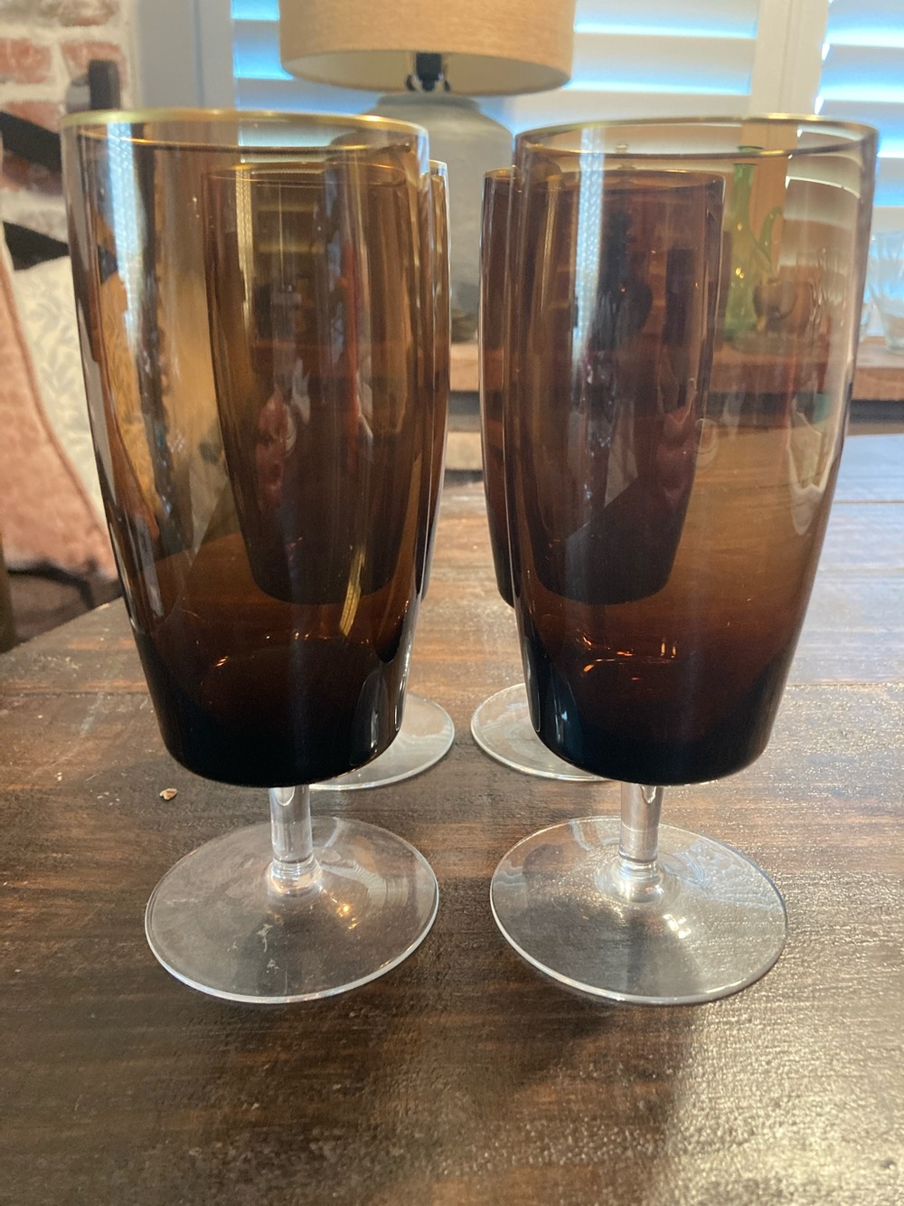Gorham Autumn Gold Crystal Stem Glasses Set of 4